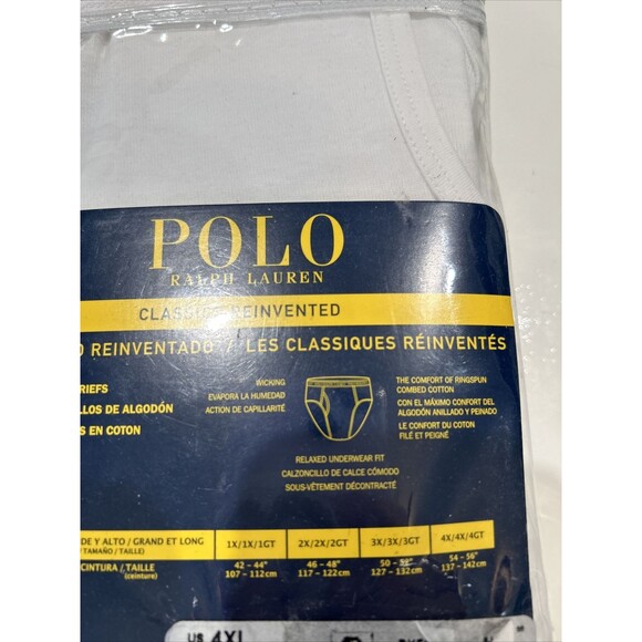 Polo Ralph Lauren Mens 2-Pack Briefs Underwear Classic Fit White Men's 4XL - Picture 8 of 11
